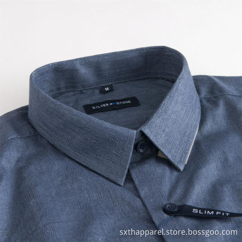 Men's Dark Blue Business Long Sleeve Formal Shirt